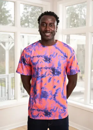 Edalo Men's African Print Active T-Shirt (Sunset Tie Dye) - Clearance