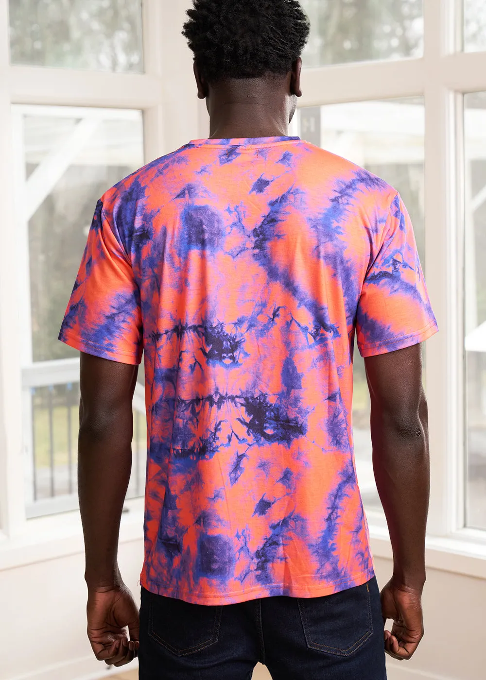 Edalo Men's African Print Active T-Shirt (Sunset Tie Dye) - Clearance