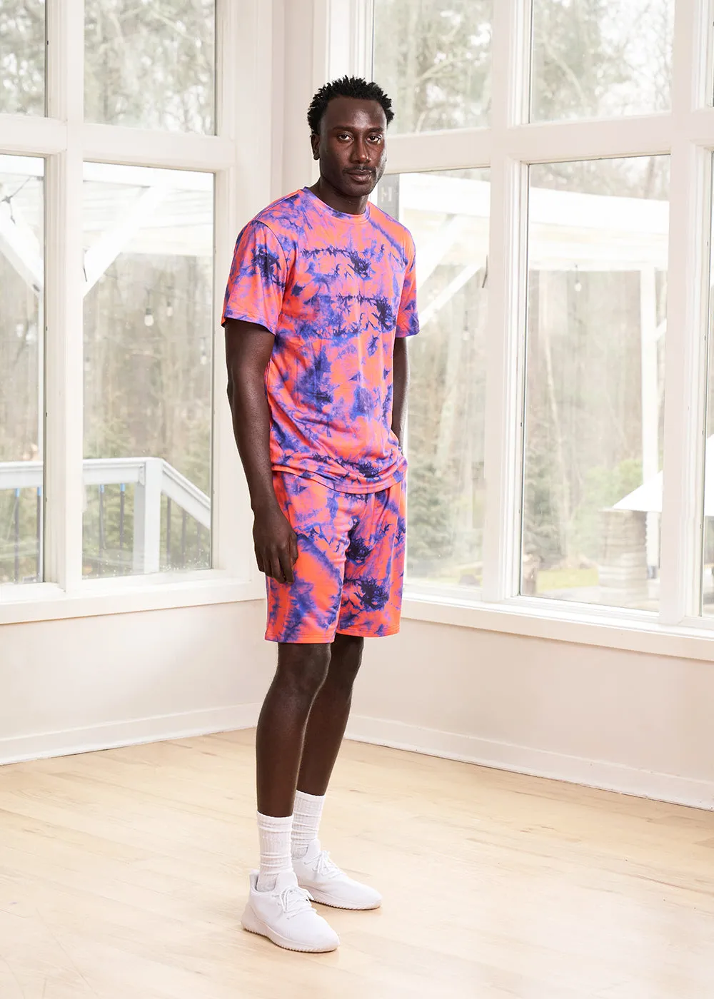 Edalo Men's African Print Active T-Shirt (Sunset Tie Dye) - Clearance