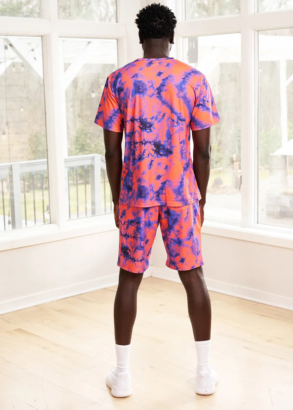 Edalo Men's African Print Active T-Shirt (Sunset Tie Dye) - Clearance