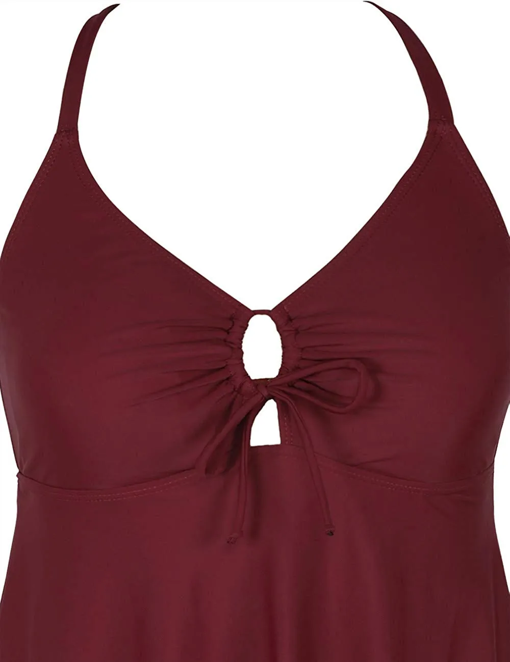 Firpearl Women's Black Flowy Swimsuit Crossback Plus Size Tankini Top