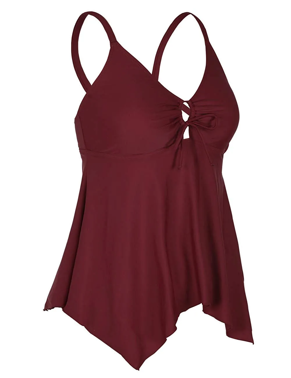 Firpearl Women's Black Flowy Swimsuit Crossback Plus Size Tankini Top