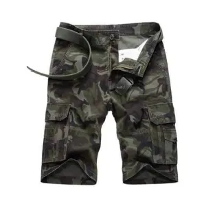 Flap Pocket Camo Cargo Shorts - Army Green 36