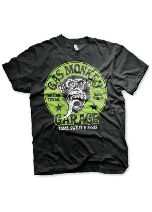 Gas Monkey Garage Men's Green Logo T-Shirt Black