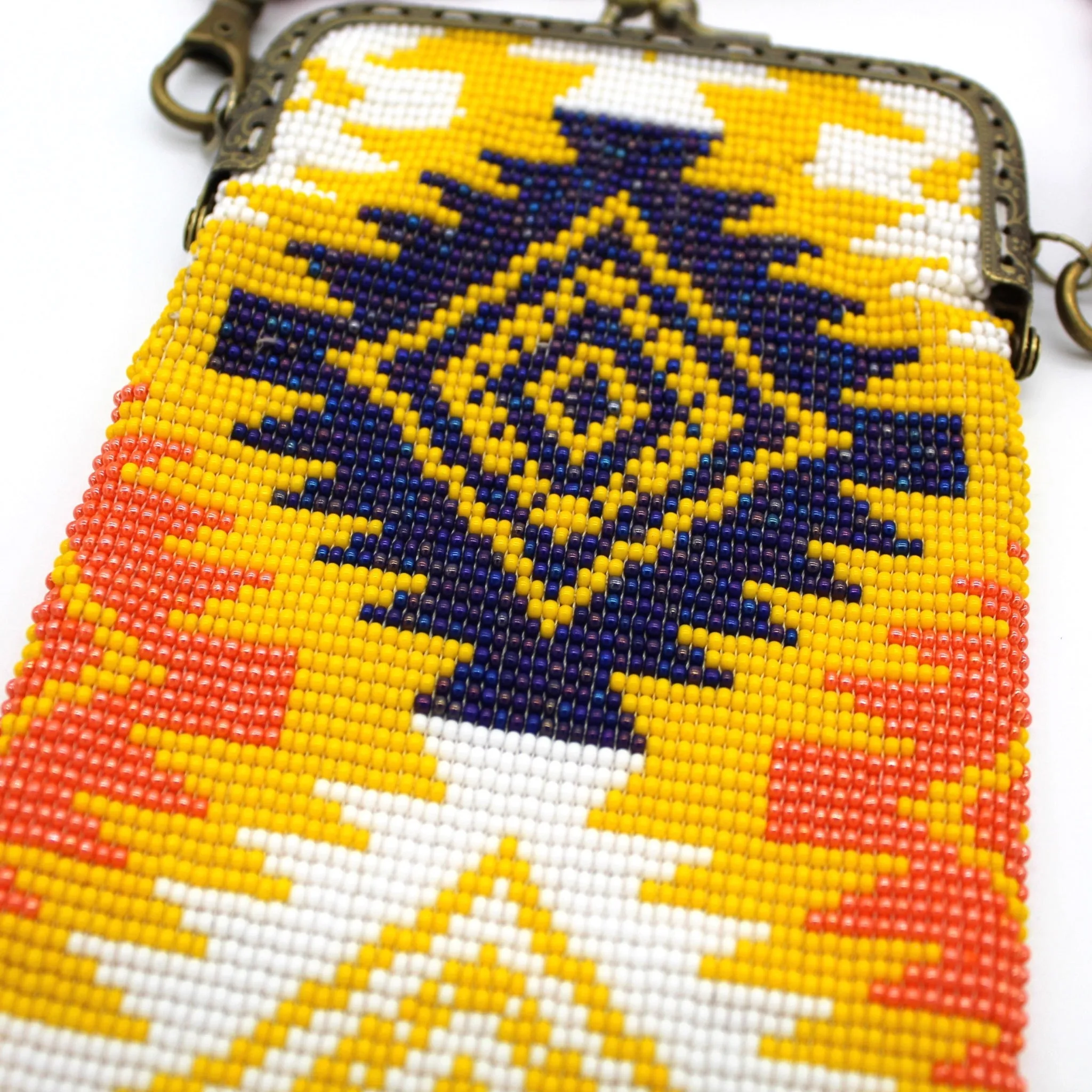 Glass Bead Cell Phone Crossbody Bag - DIAMONDS MULTI