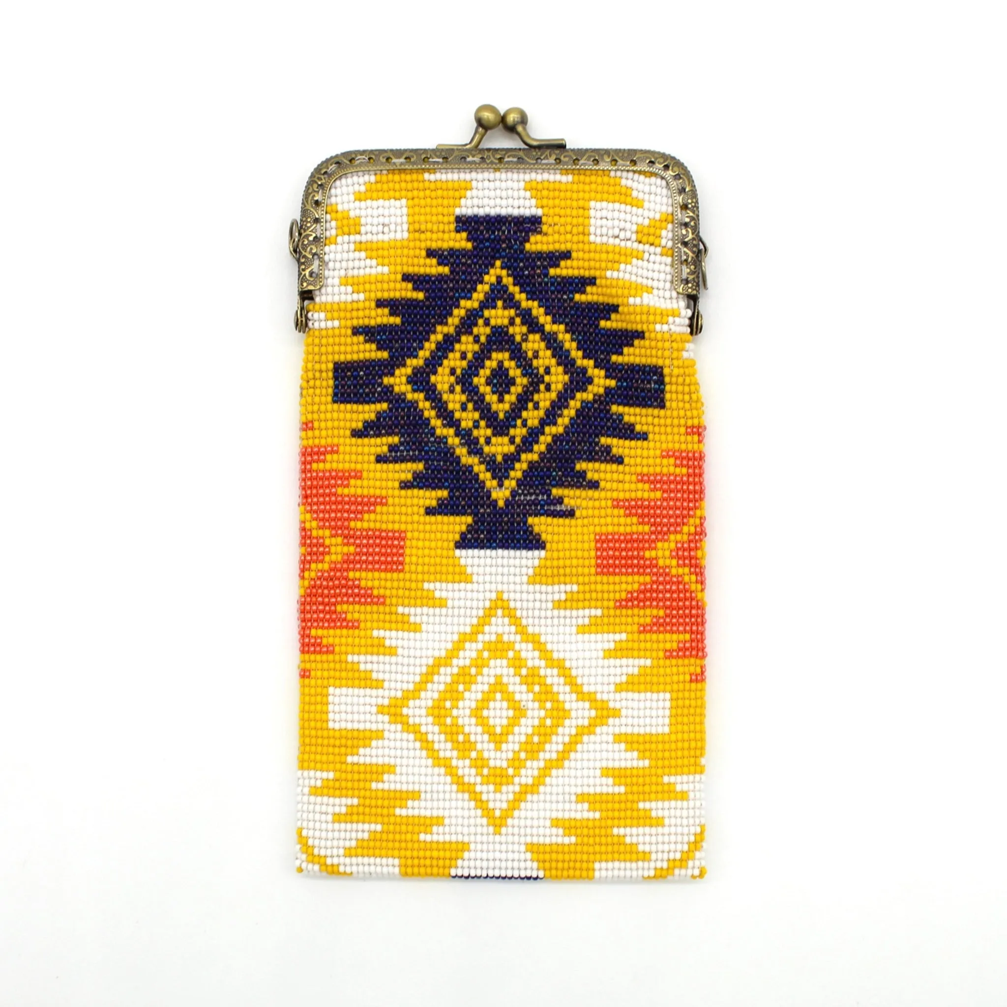 Glass Bead Cell Phone Crossbody Bag - DIAMONDS MULTI