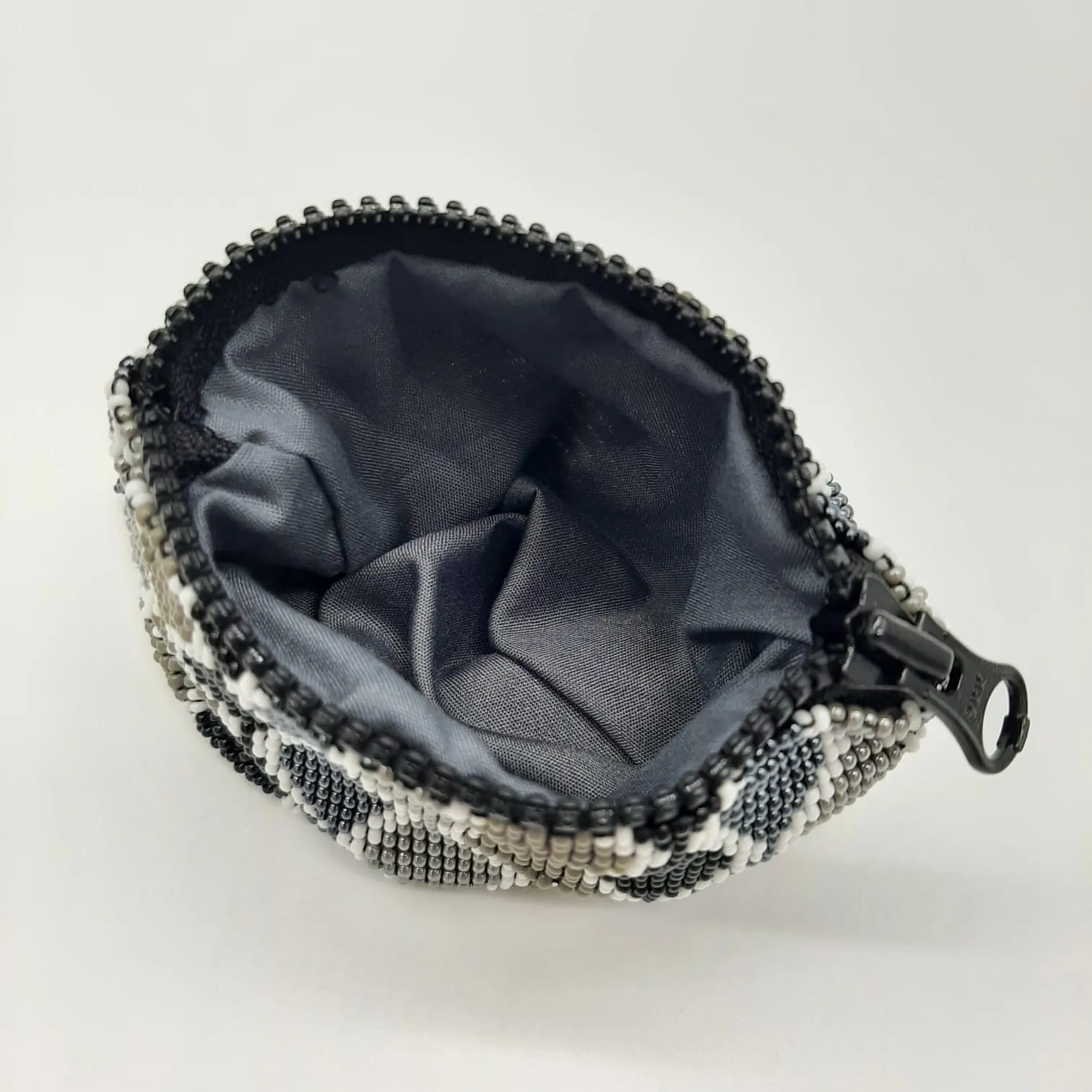 Glass Bead Square Coin Purse - GRAY WAVES