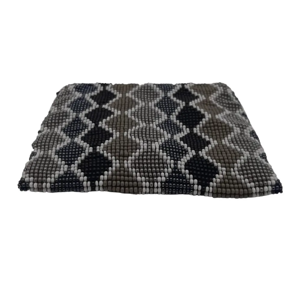 Glass Bead Square Coin Purse - GRAY WAVES