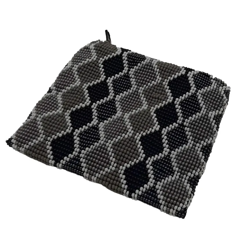Glass Bead Square Coin Purse - GRAY WAVES