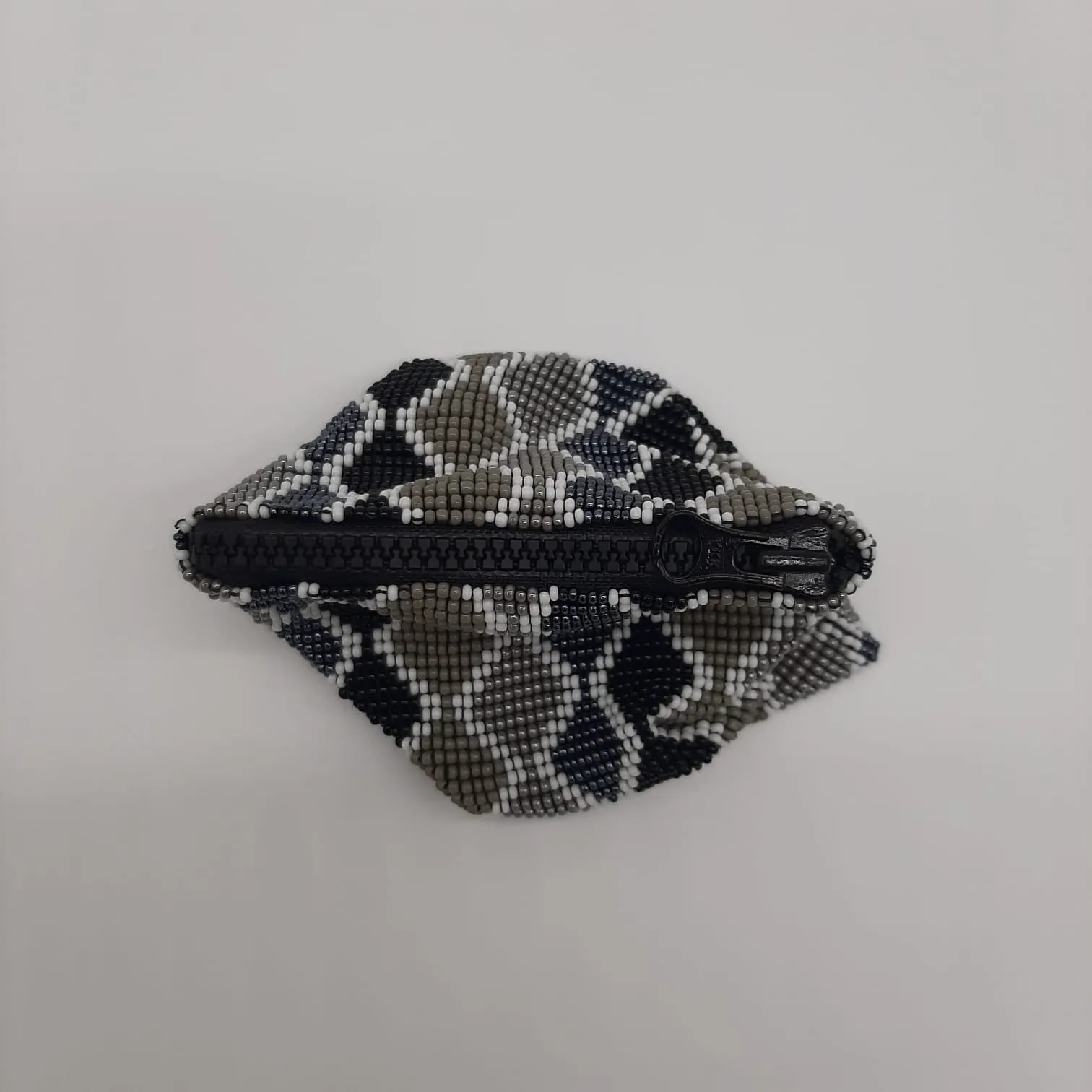 Glass Bead Square Coin Purse - GRAY WAVES