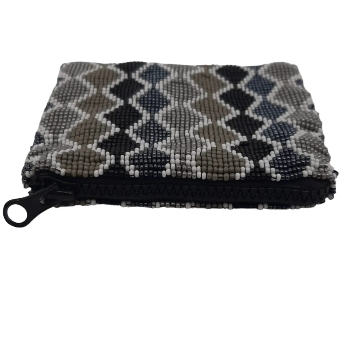 Glass Bead Square Coin Purse - GRAY WAVES
