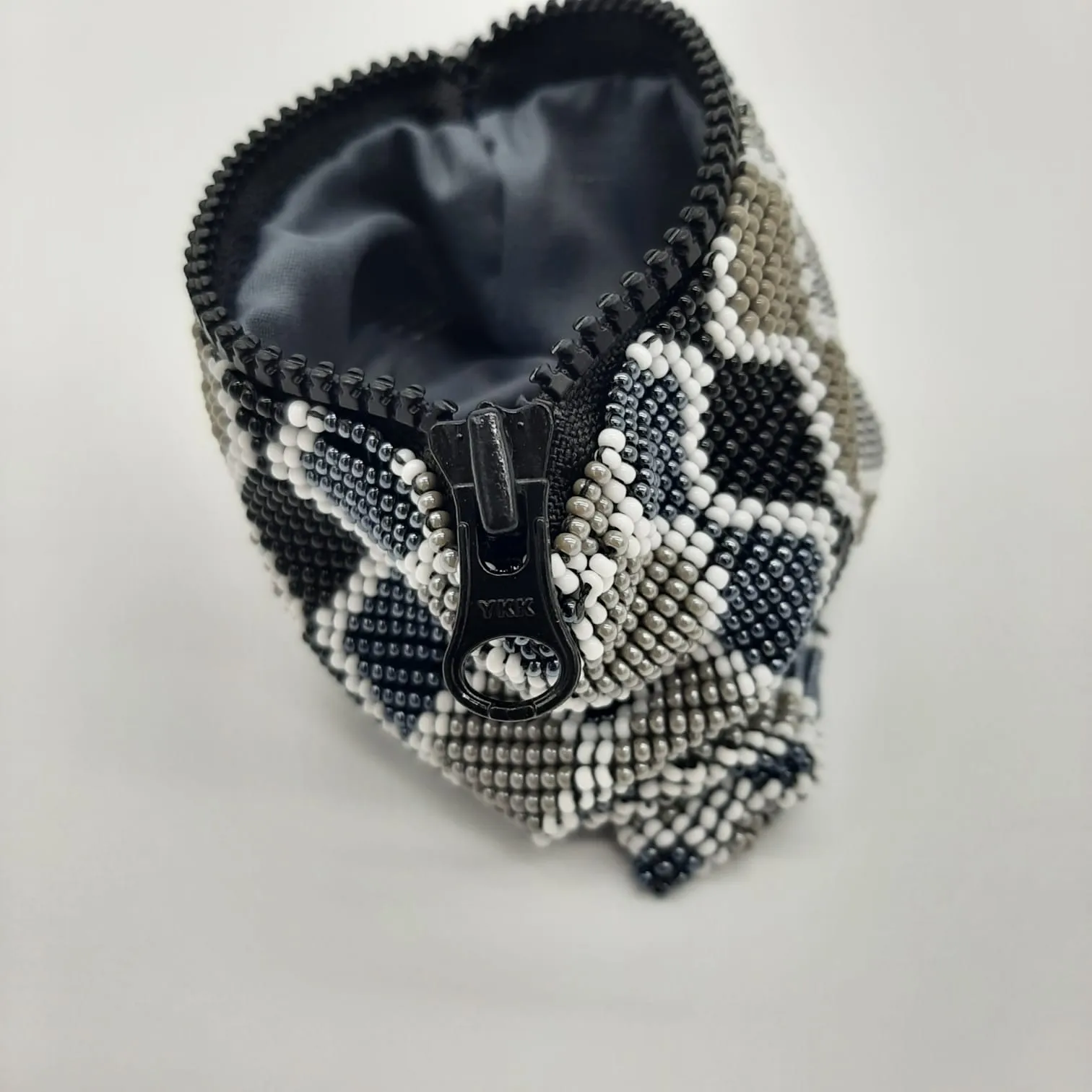 Glass Bead Square Coin Purse - GRAY WAVES