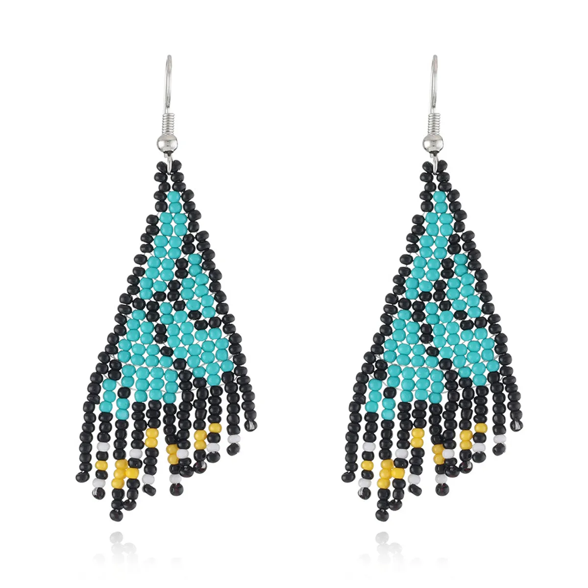 Green & Black Howlite Butterfly Tassel Drop Earrings
