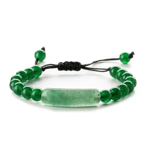 Green Quartz Curved Bar Beaded Adjustable Bracelet
