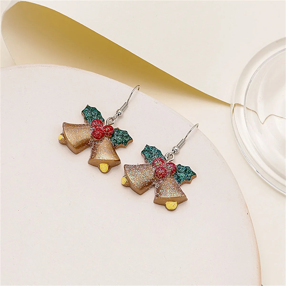 Green Resin & Silver-Plated Bow Drop Earrings