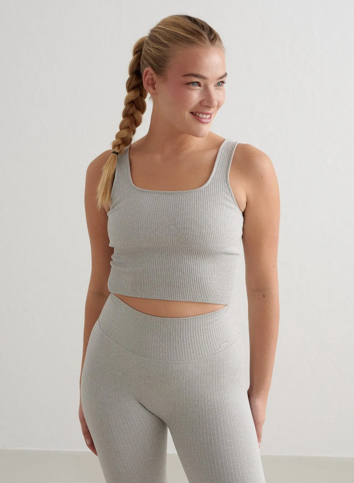 Grey Melange Ribbed Seamless Shaping Bralette
