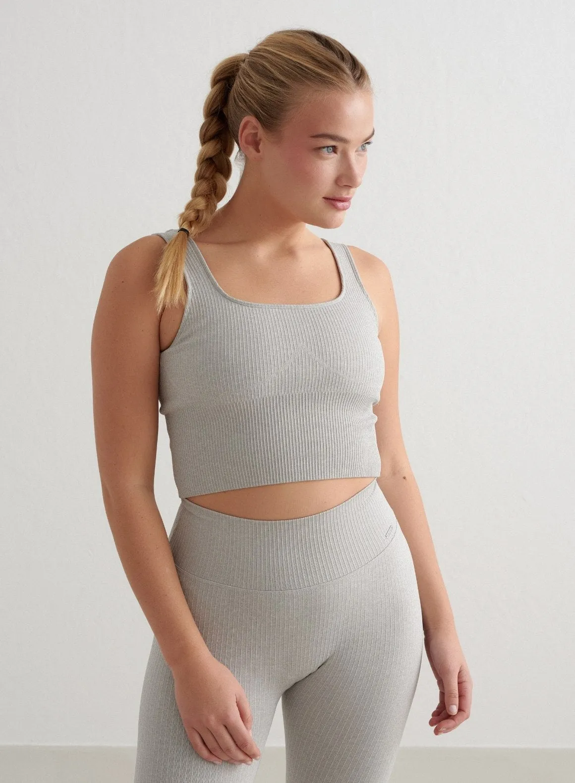 Grey Melange Ribbed Seamless Shaping Bralette