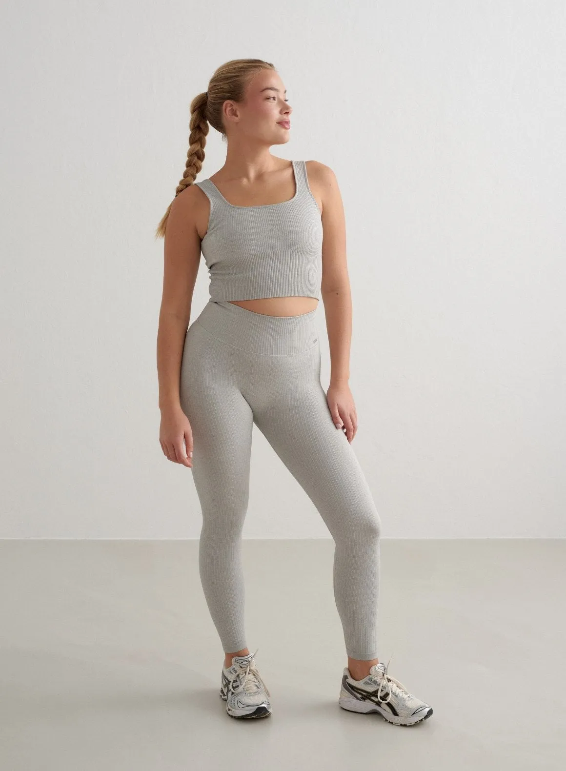 Grey Melange Ribbed Seamless Shaping Bralette