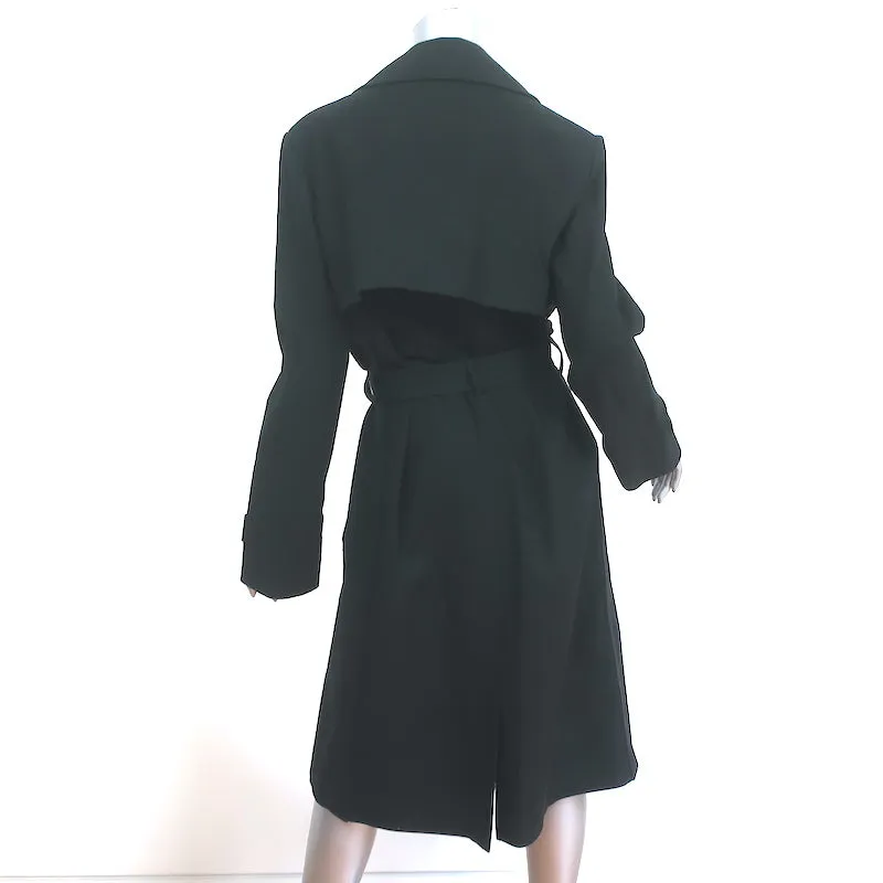 Helmut Lang Trench Coat Black Cotton Size Large Belted Jacket