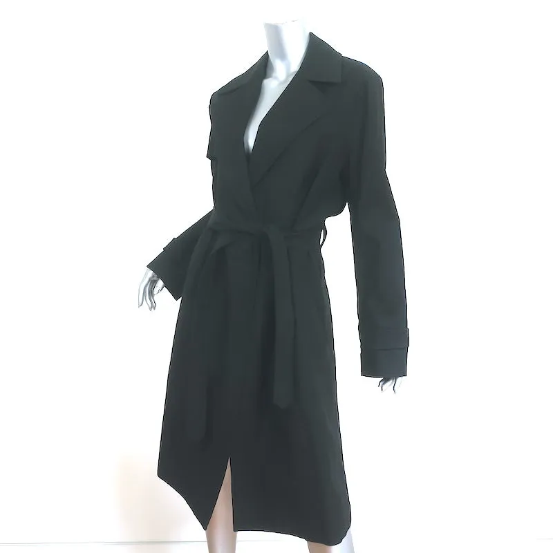 Helmut Lang Trench Coat Black Cotton Size Large Belted Jacket