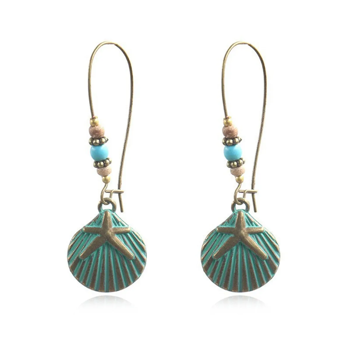 Howlite & 18K Gold-Plated Shell Starfish Drop Earrings