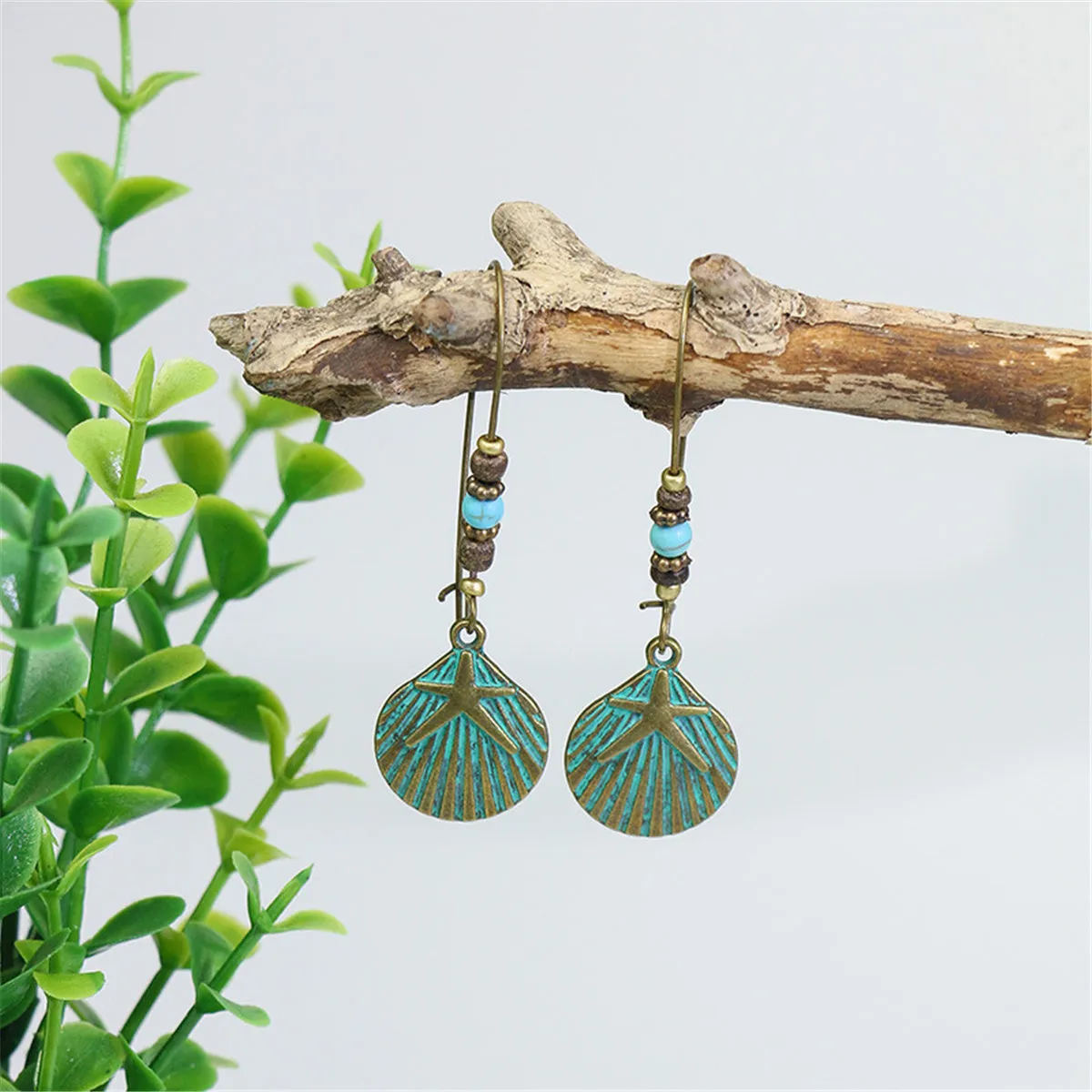 Howlite & 18K Gold-Plated Shell Starfish Drop Earrings