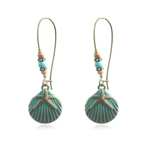Howlite & 18K Gold-Plated Shell Starfish Drop Earrings
