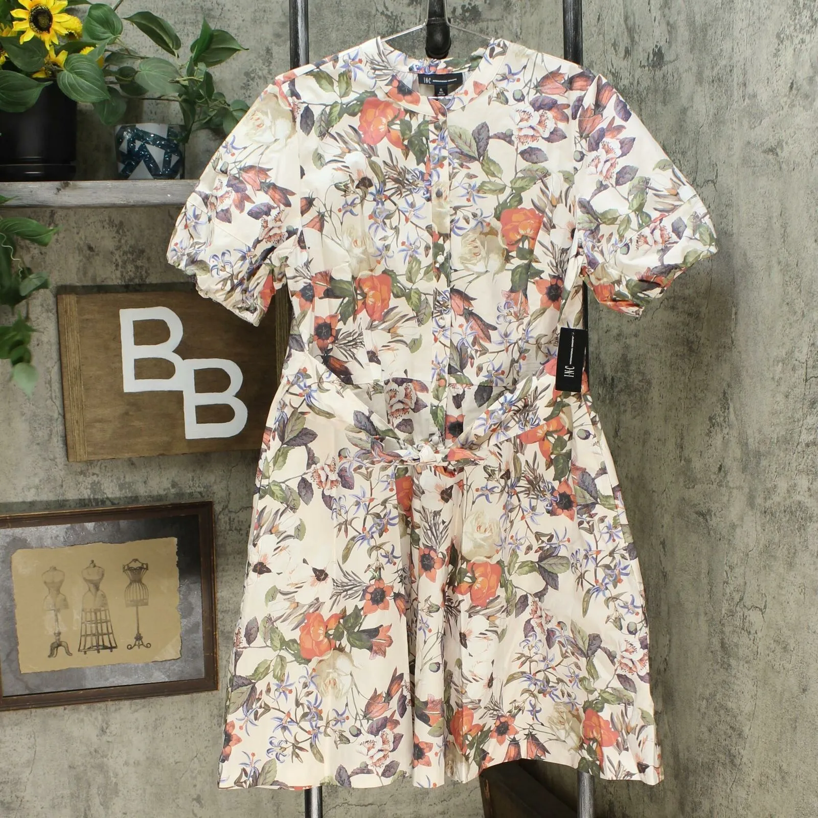 INC International Concepts Women's Cotton Floral Print Mini Dress
