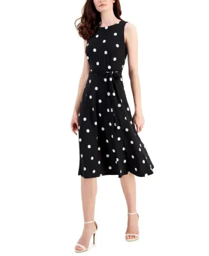 Kasper Women's Dot-Print Belted Midi Dress 10830945