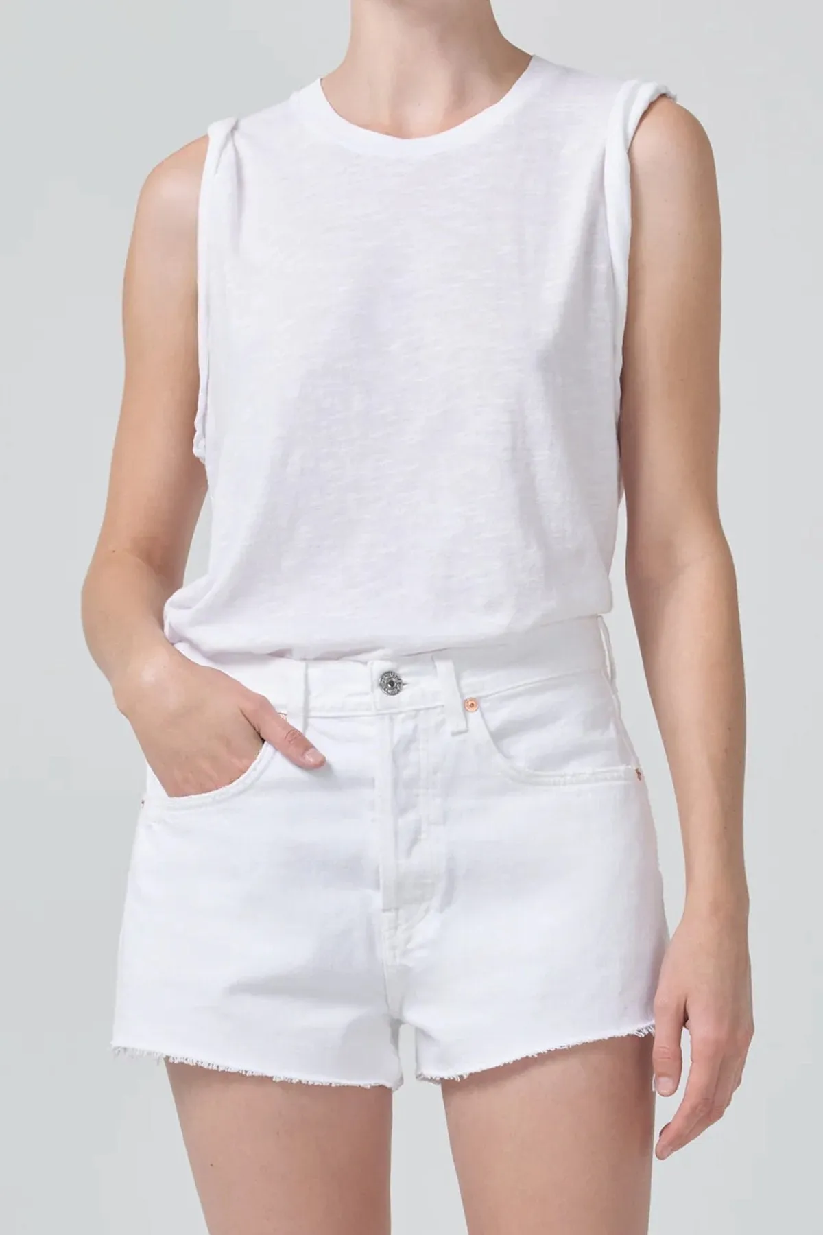 Kelsey Roll Sleeve Tee in White