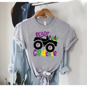 Kids Mardi Gras Tee, Monster Truck Beads Crusher