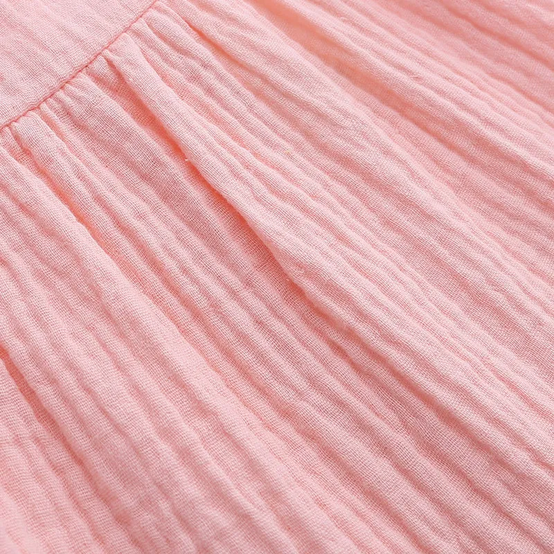 Kids Pink Sleeveless Cotton Linen Blouse