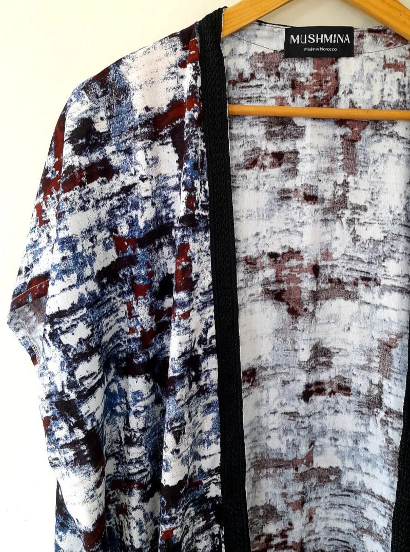 Kimono Lounge Robe Cobalt   Crimson