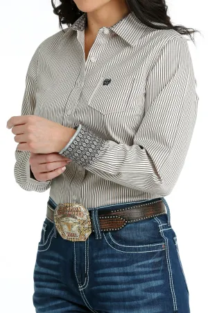 LADIES PINK STRIPE LONG SLEEVE SHIRT