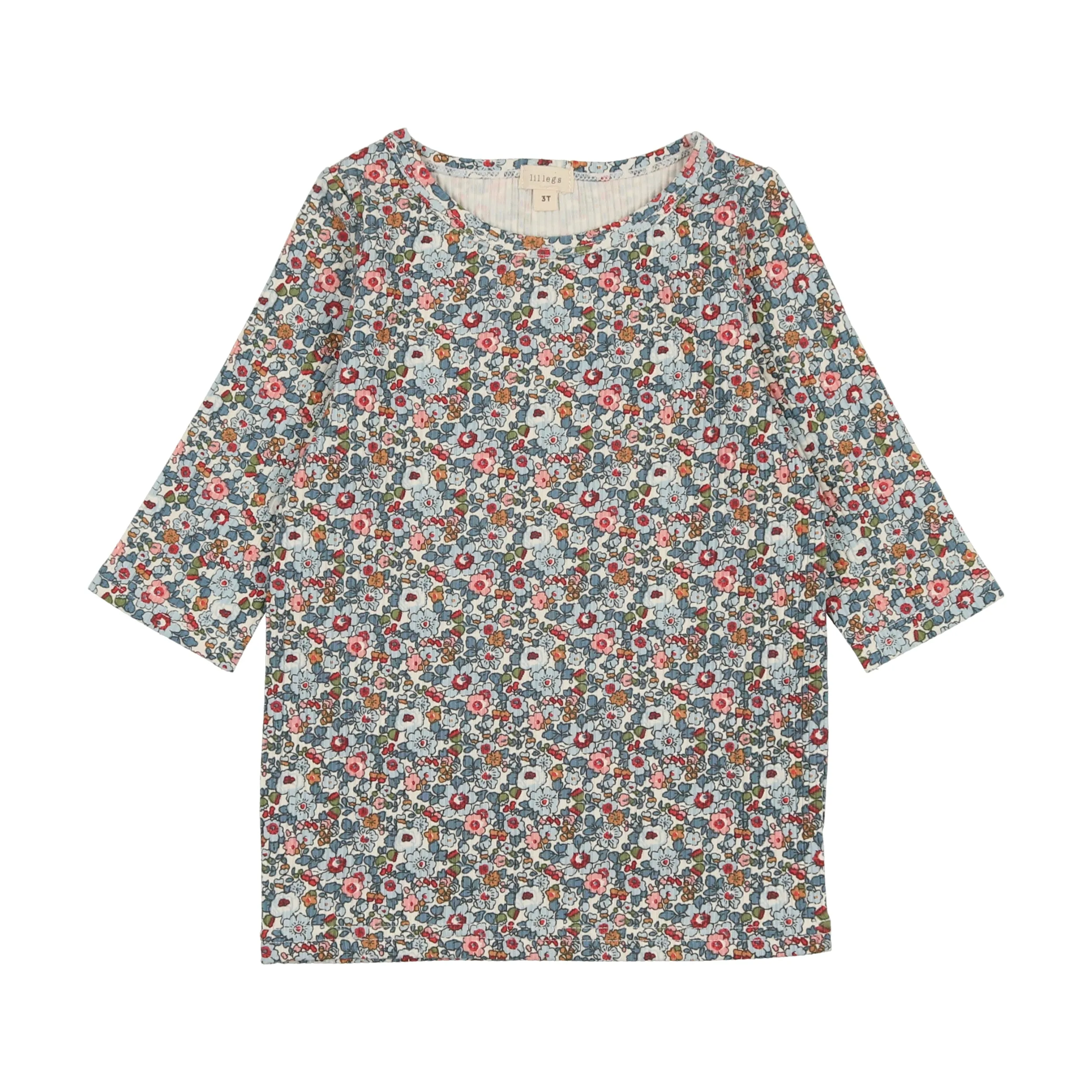 Lil Legs Three Quarter Sleeve T-Shirt - Multicolor Floral