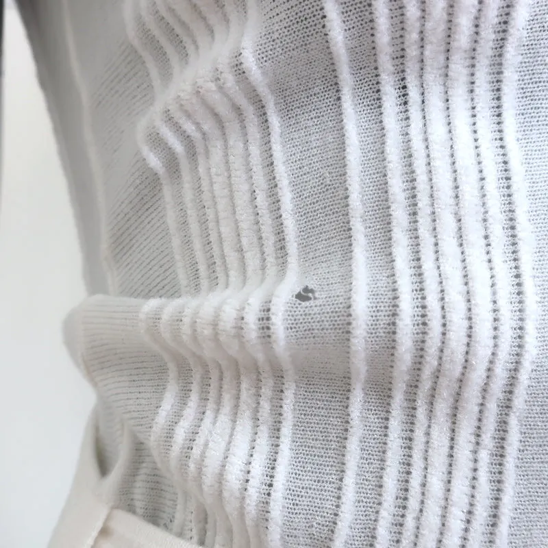 Maison Ullens Sleeveless Belted Maxi Dress White Stretch Knit Size Small