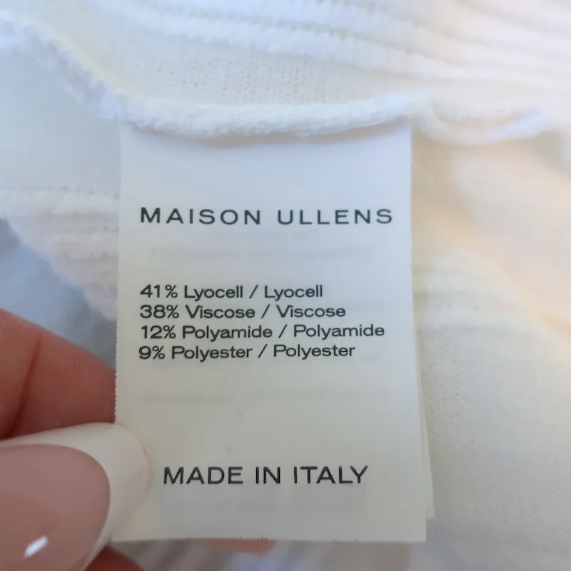 Maison Ullens Sleeveless Belted Maxi Dress White Stretch Knit Size Small