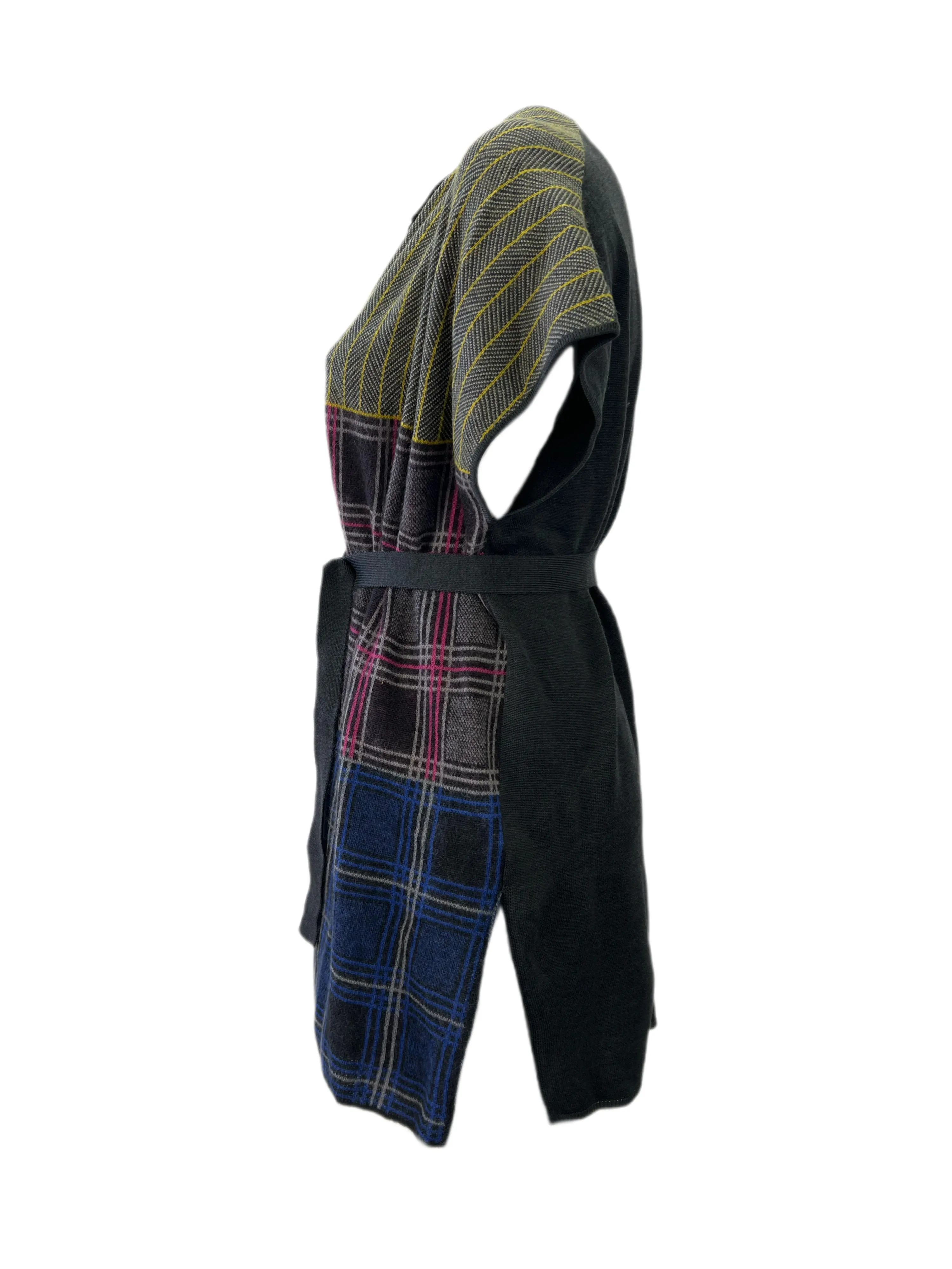 Marina Rinaldi Women's Dark Grey Mosaico Belted Knitted Cardigan NWT