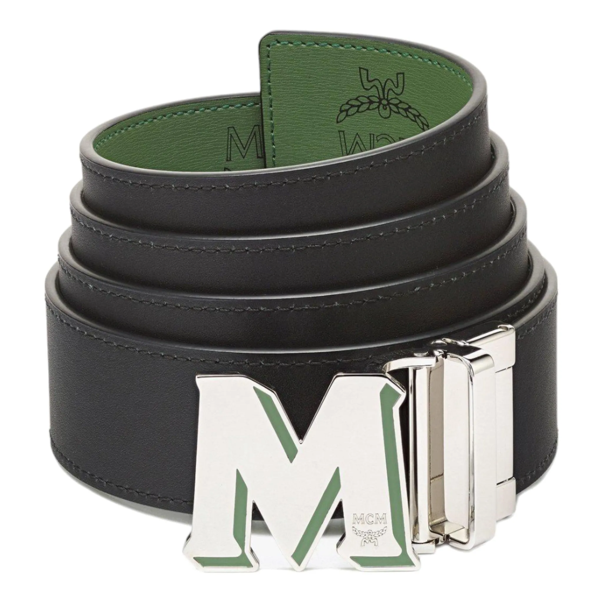 MCM Epoxy M Reversible Belt 1.5" in Color Splash Logo Leather