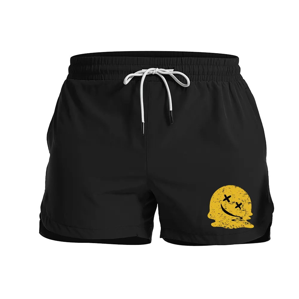 Melting Smiley Face Graphic Shorts