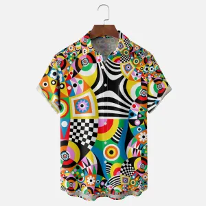 Men's Geometric Abstract Contrast Casual Shirt