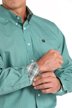 MENS GREEN PRINT CINCH LONG SLEEVE SHIRT