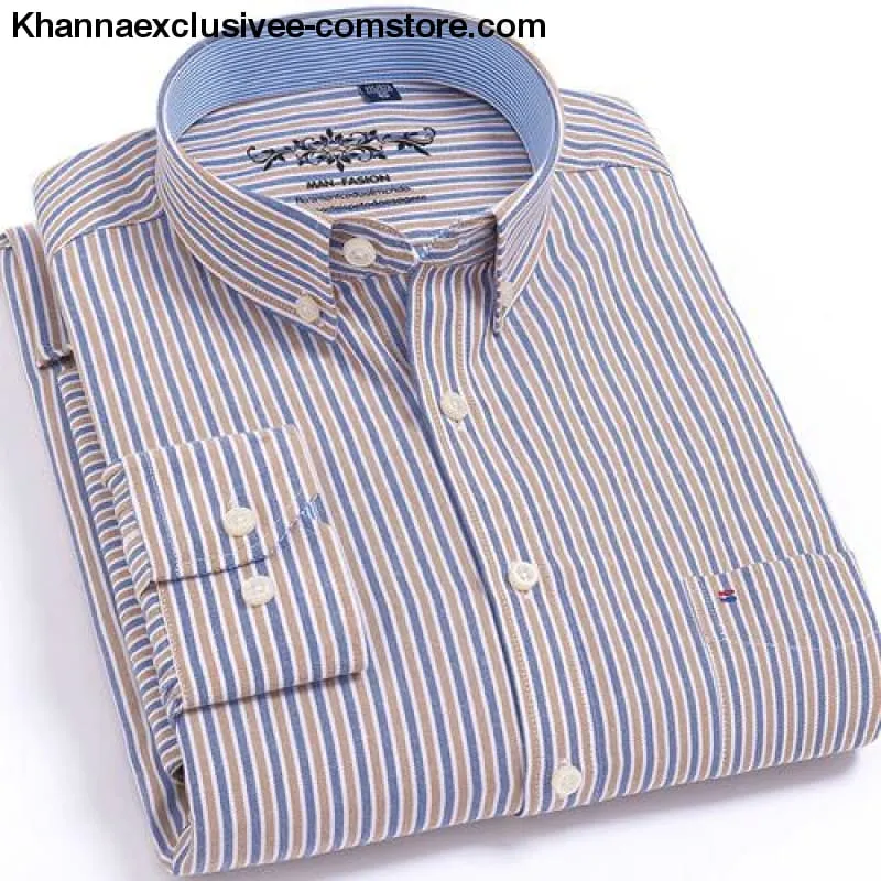 Men's Plaid Checked Button Chest Pocket Smart Casual Contrast Standard-fit Long Sleeve Shirt