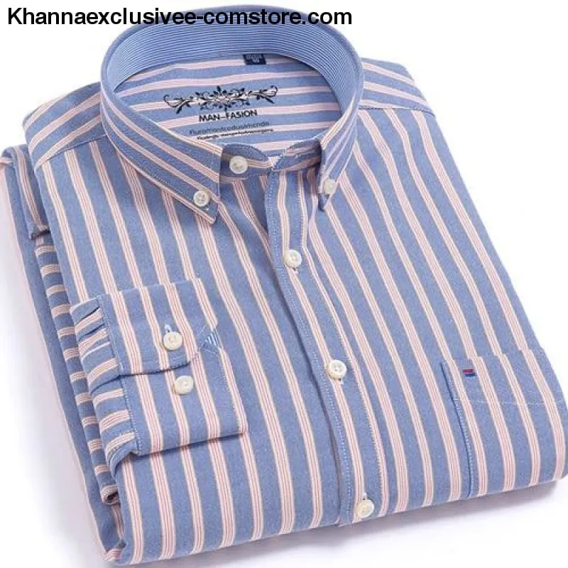 Men's Plaid Checked Button Chest Pocket Smart Casual Contrast Standard-fit Long Sleeve Shirt