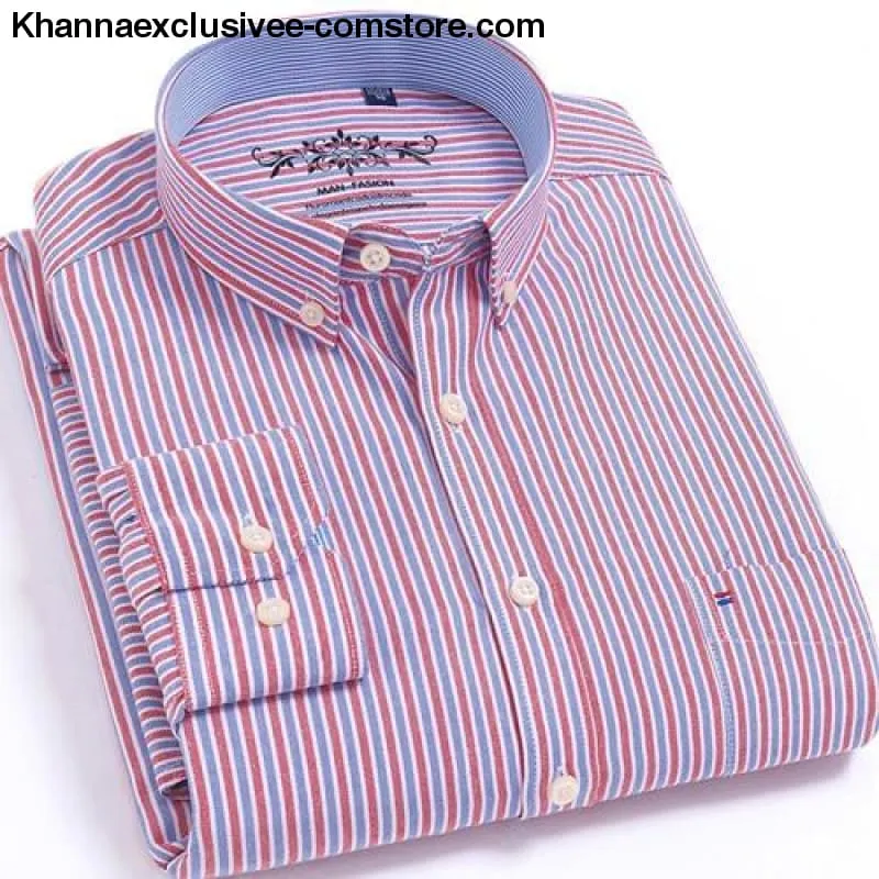 Men's Plaid Checked Button Chest Pocket Smart Casual Contrast Standard-fit Long Sleeve Shirt