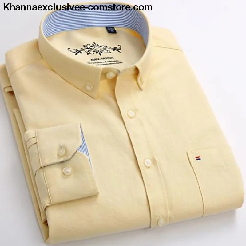 Men's Plaid Checked Button Chest Pocket Smart Casual Contrast Standard-fit Long Sleeve Shirt