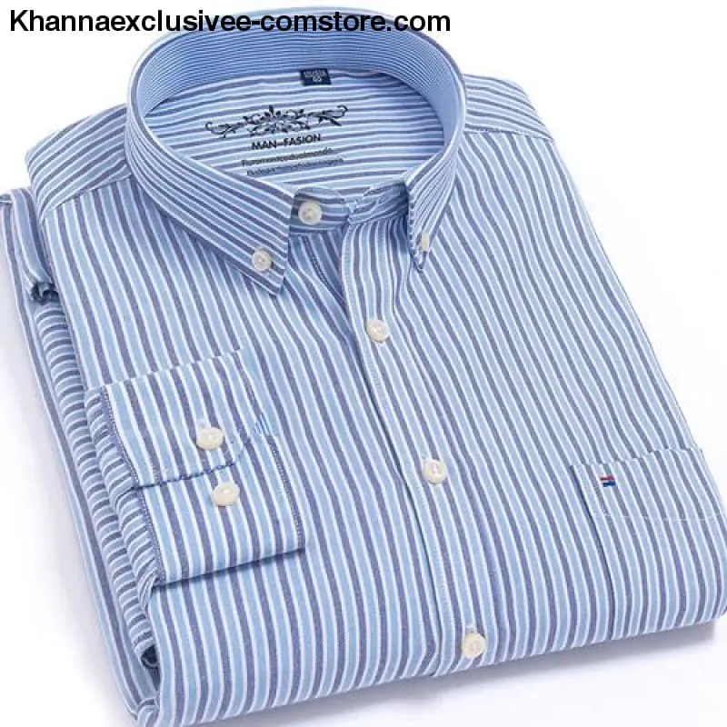 Men's Plaid Checked Button Chest Pocket Smart Casual Contrast Standard-fit Long Sleeve Shirt