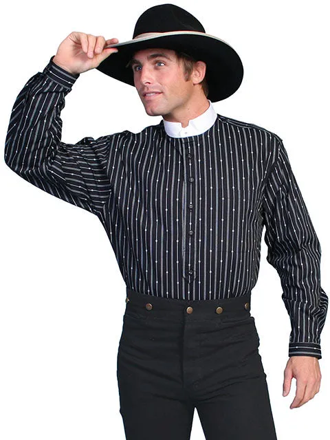 Men's Western Shirt Collection: Scully Rangewear Tombstone Band Collar