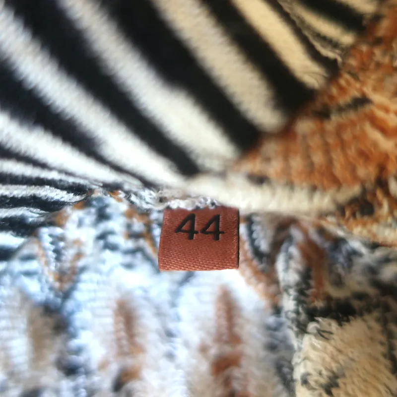 Missoni Belted Long Cardigan Beige/Multicolor Chevron Knit Wool-Blend Size 44