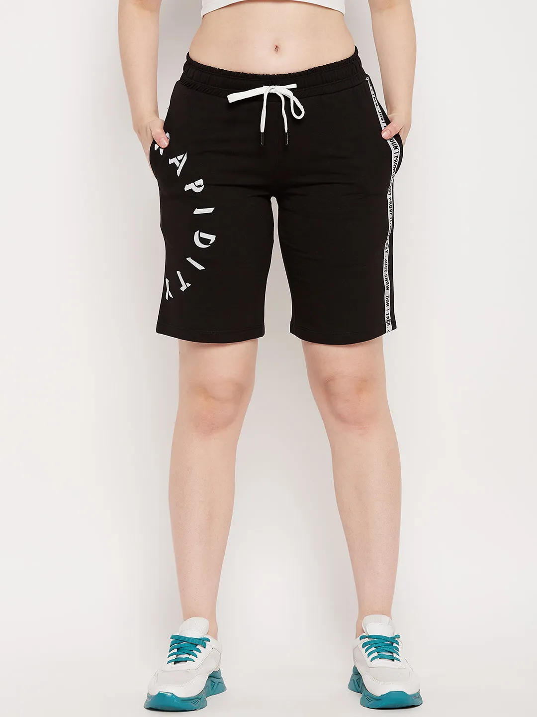 mSECRET Black Typography  Cotton Shorts